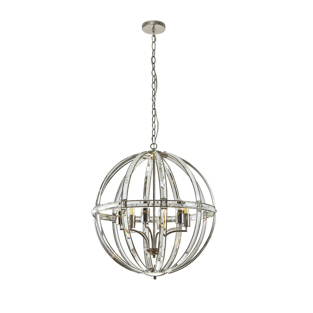 NL84259 Char Large Round Pendant 6 Light Polished Nickel