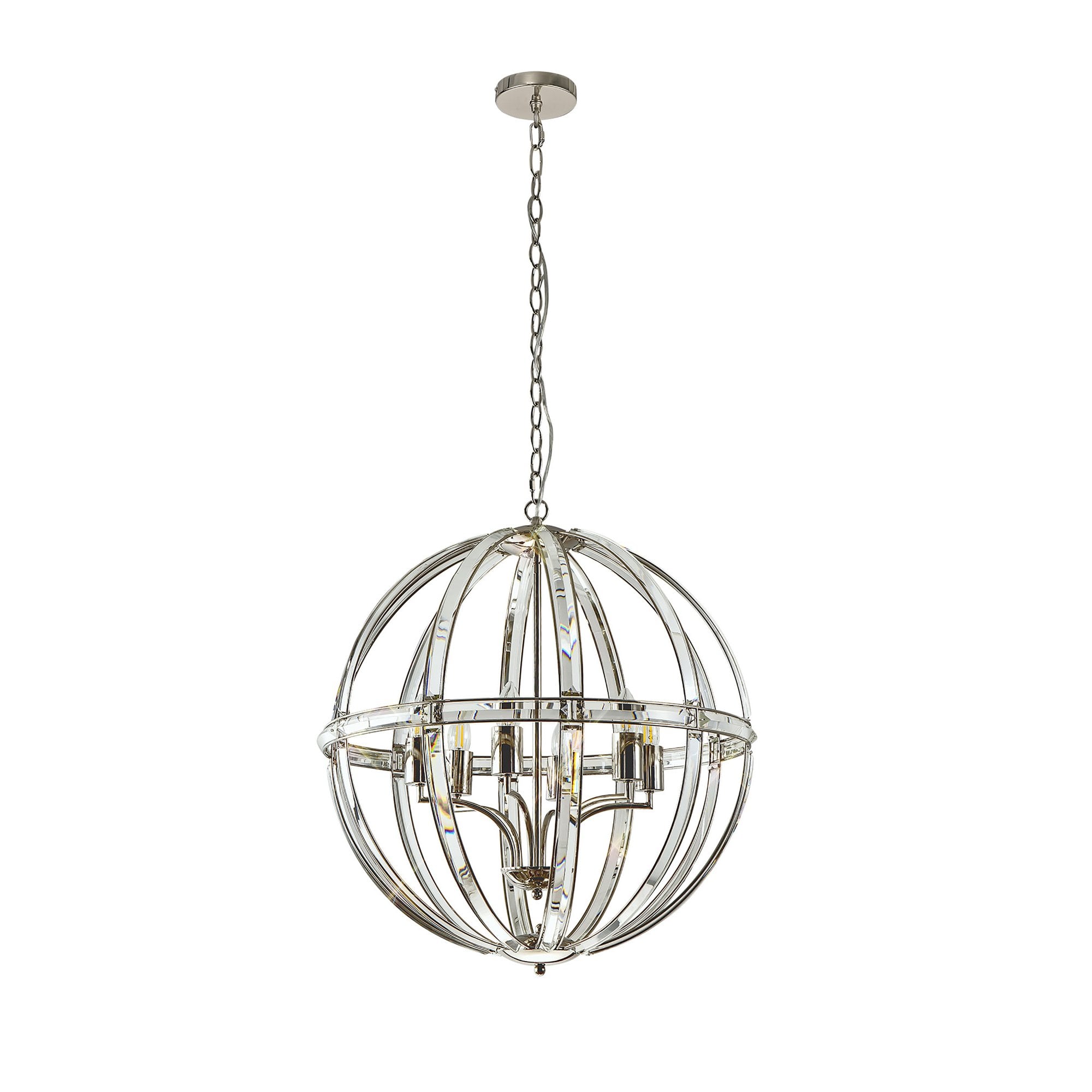 NL84259 Char Large Round Pendant 6 Light Polished Nickel