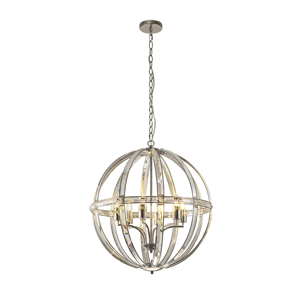 NL84259 Char Large Round Pendant 6 Light Polished Nickel