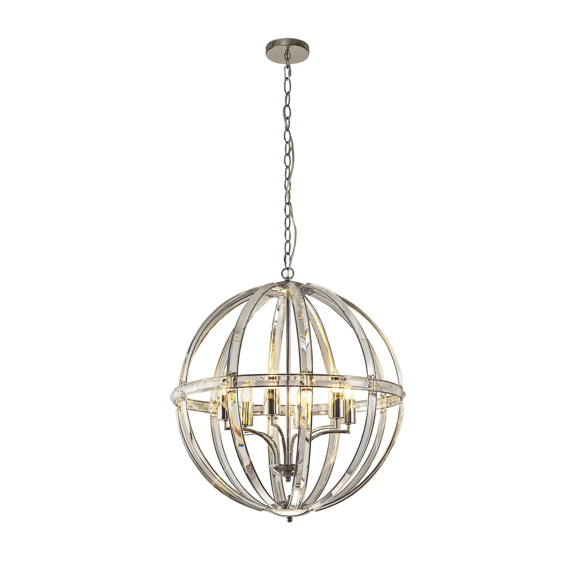 NL84259 Char Large Round Pendant 6 Light Polished Nickel