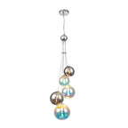 NL84279 Rome Pendant 5 Light Polished Chrome/Iridescent Glass