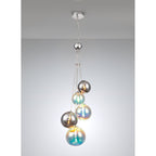 NL84279 Rome Pendant 5 Light Polished Chrome/Iridescent Glass