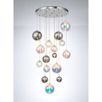NL84289 Rome Pendant 16 Light Polished Chrome/Iridescent Glass