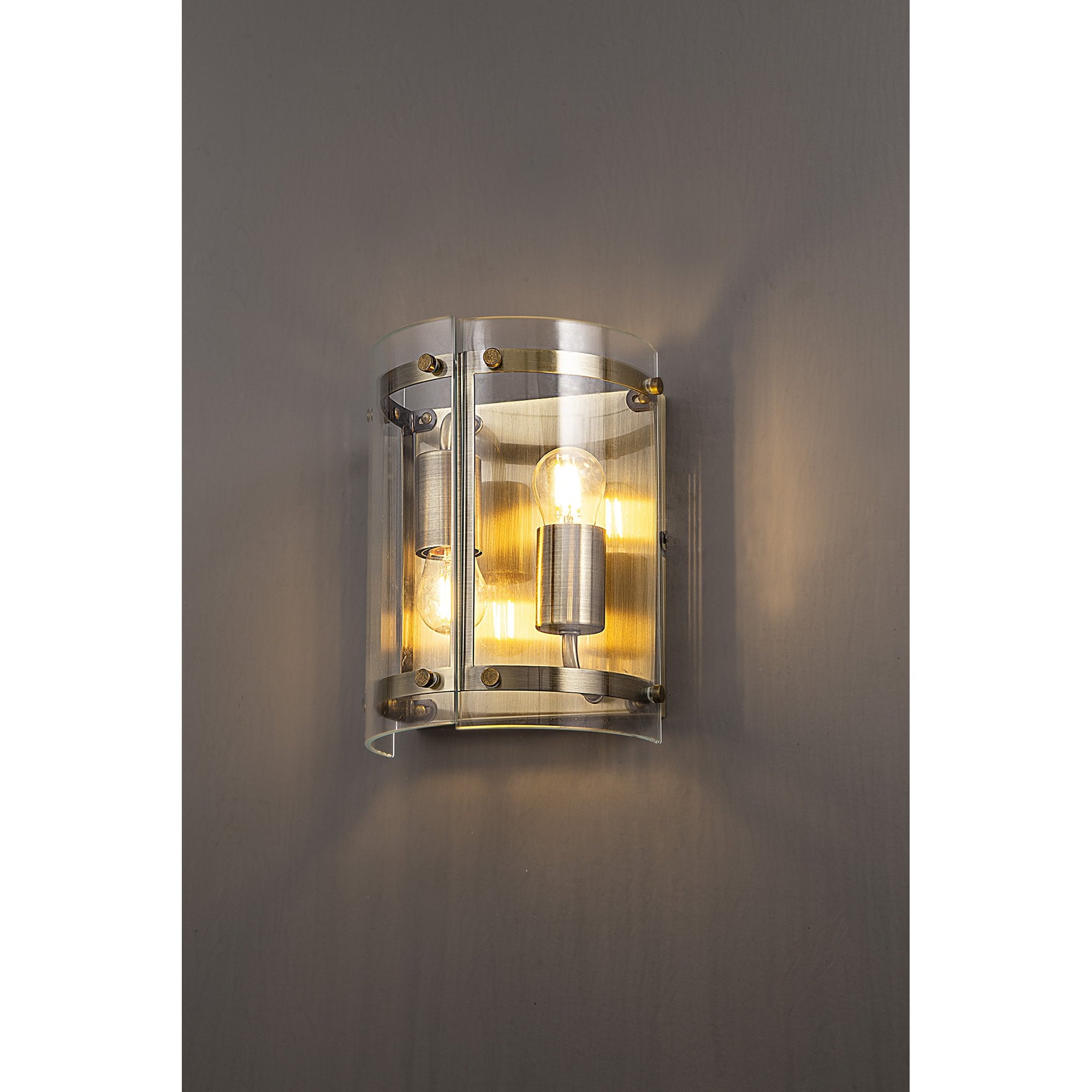 NL84339 Prince Wall Light 2 Light Antique Brass