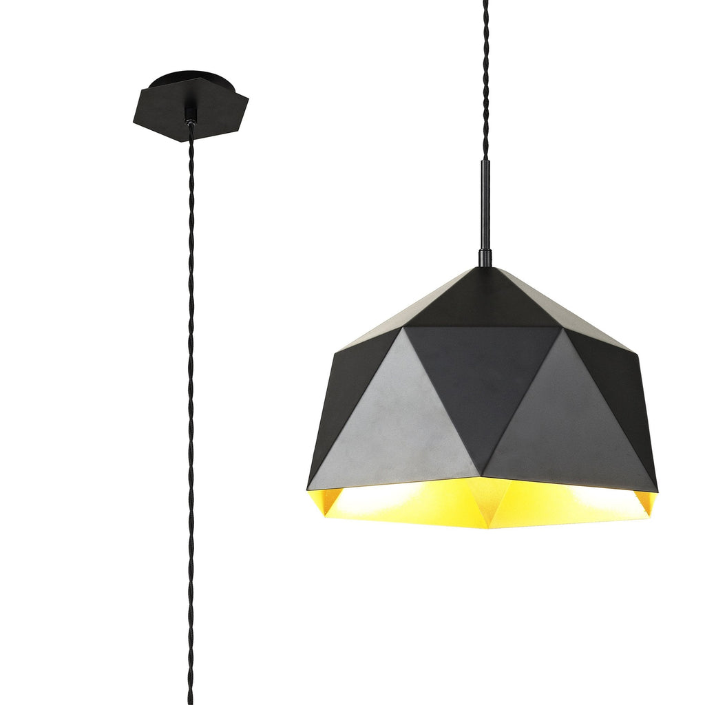 NL84599 Isle Single Pendant Adjustable Matt Black/Gold Inner