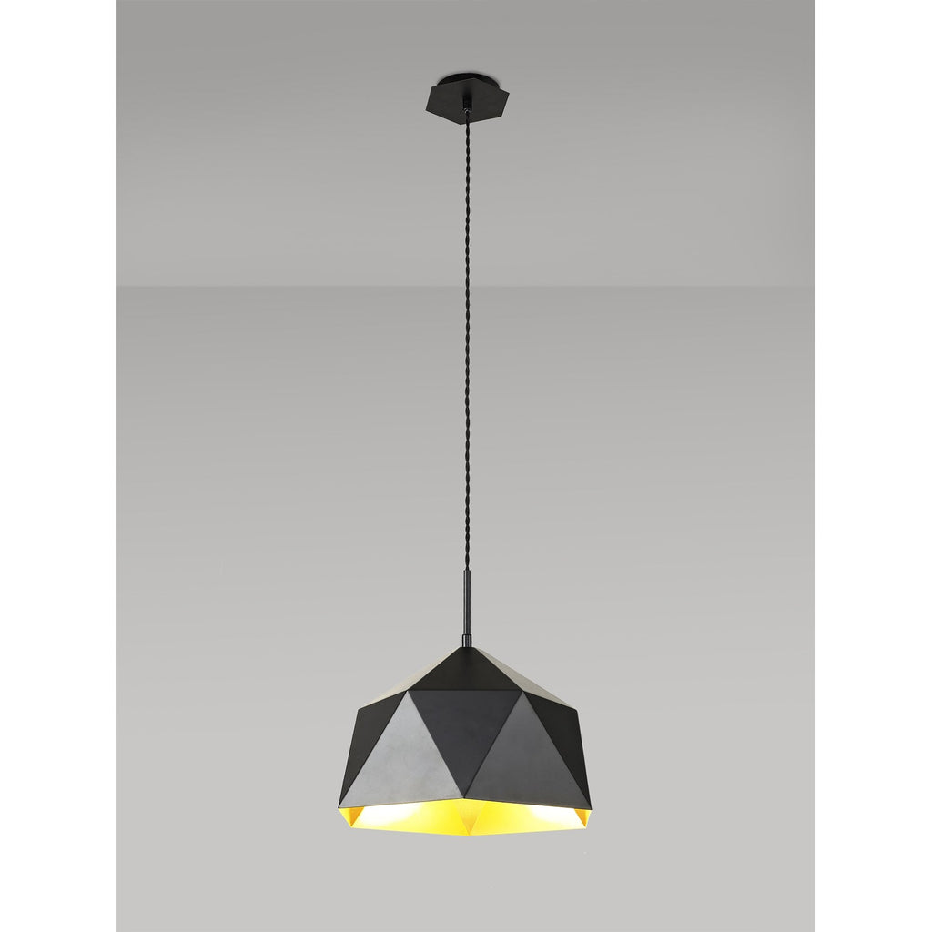 NL84599 Isle Single Pendant Adjustable Matt Black/Gold Inner