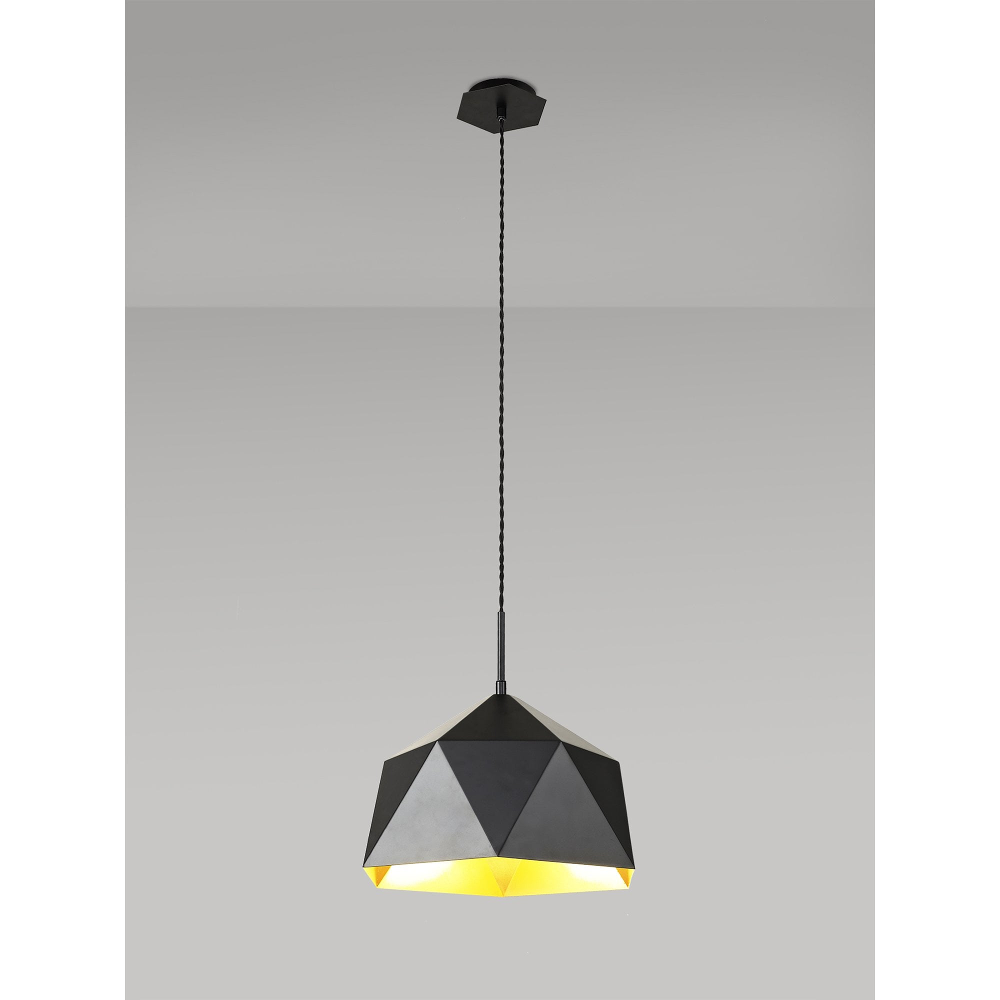 NL84599 Isle Single Pendant Adjustable Matt Black/Gold Inner