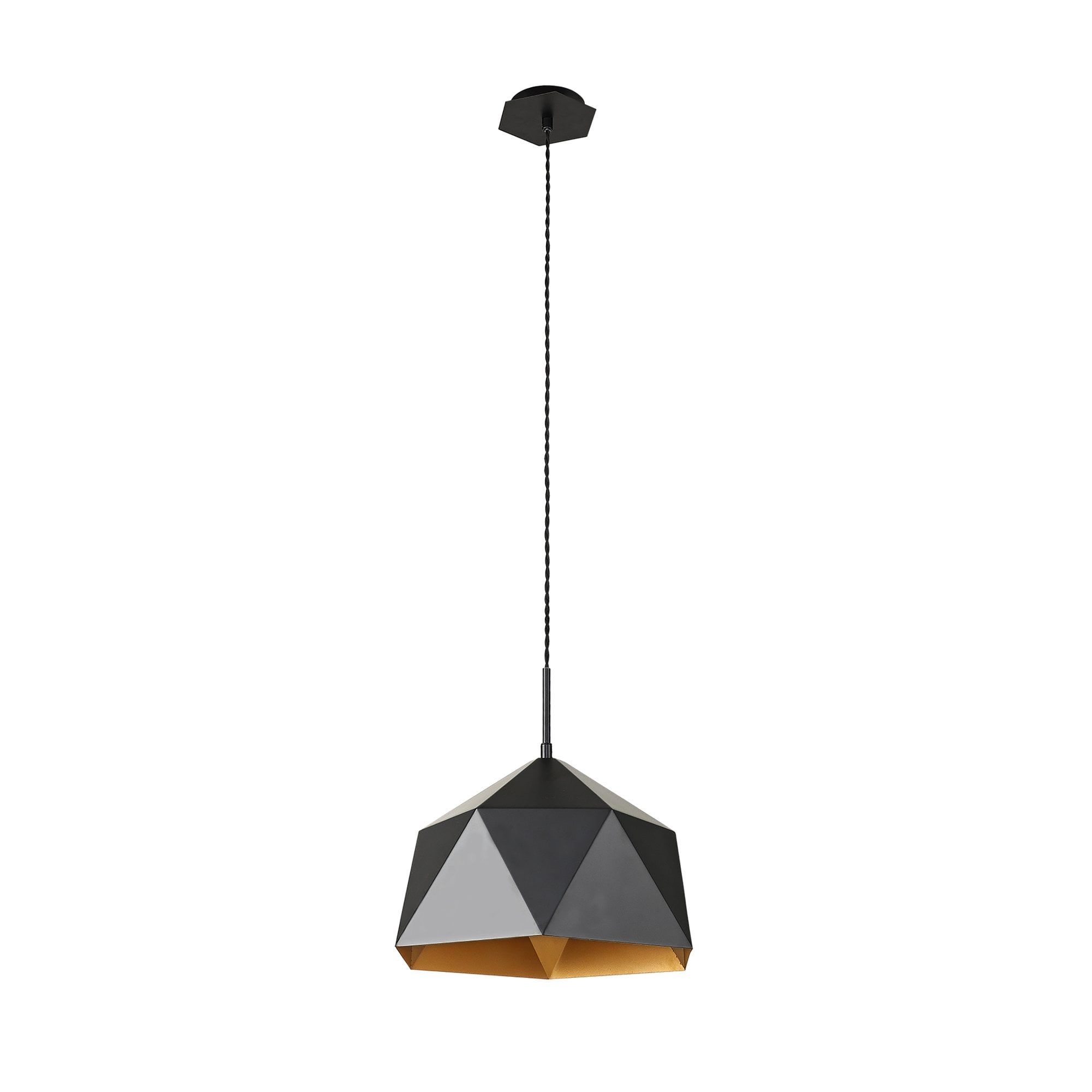 NL84599 Isle Single Pendant Adjustable Matt Black/Gold Inner