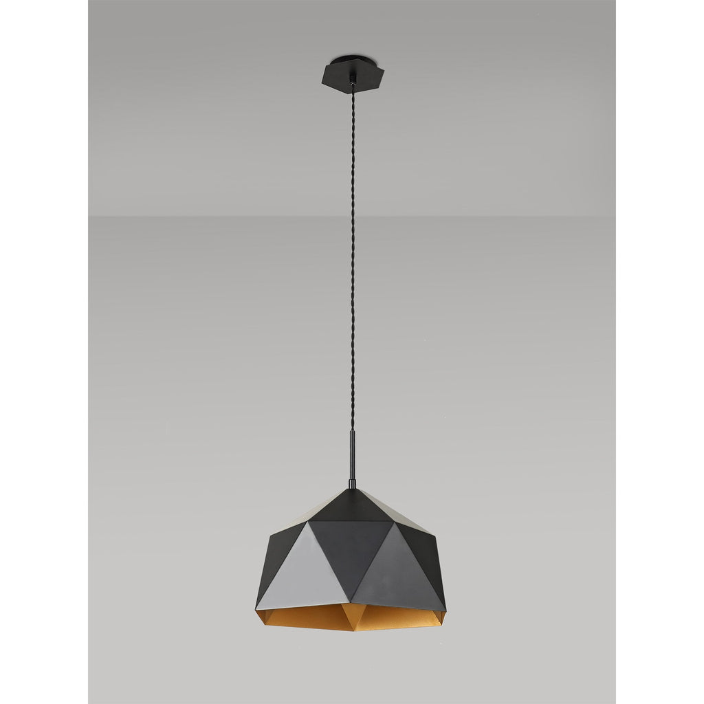 NL84599 Isle Single Pendant Adjustable Matt Black/Gold Inner