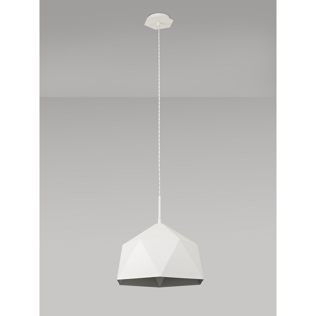 NL84609 Isle Single Pendant AdjustableWhite/Silver Inner