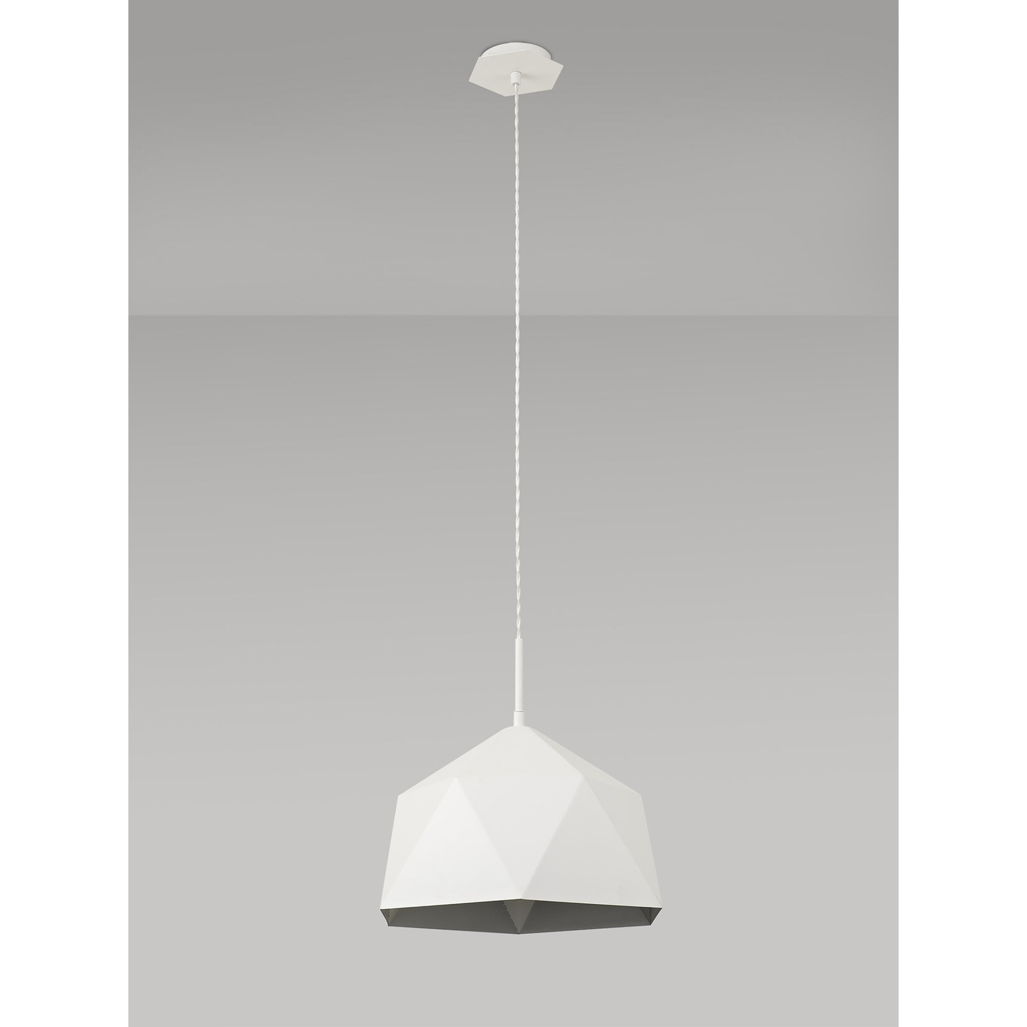 NL84609 Isle Single Pendant AdjustableWhite/Silver Inner