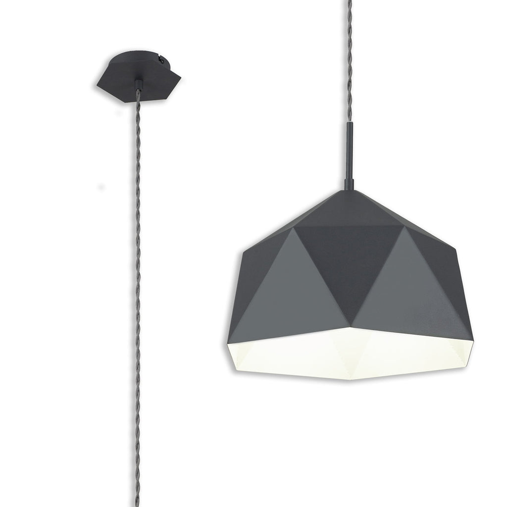NL84619 Isle Single Pendant Adjustable Graphite/White Inner