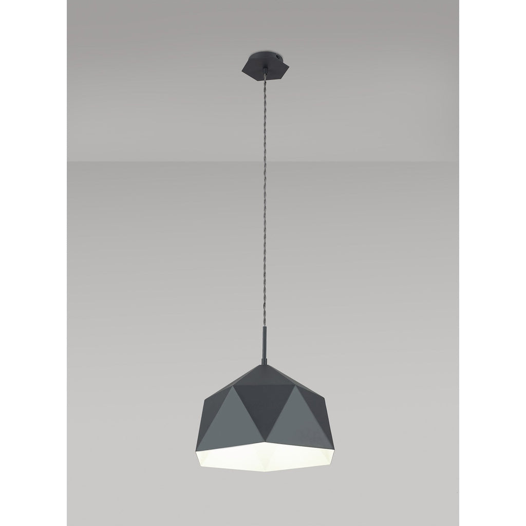 NL84619 Isle Single Pendant Adjustable Graphite/White Inner