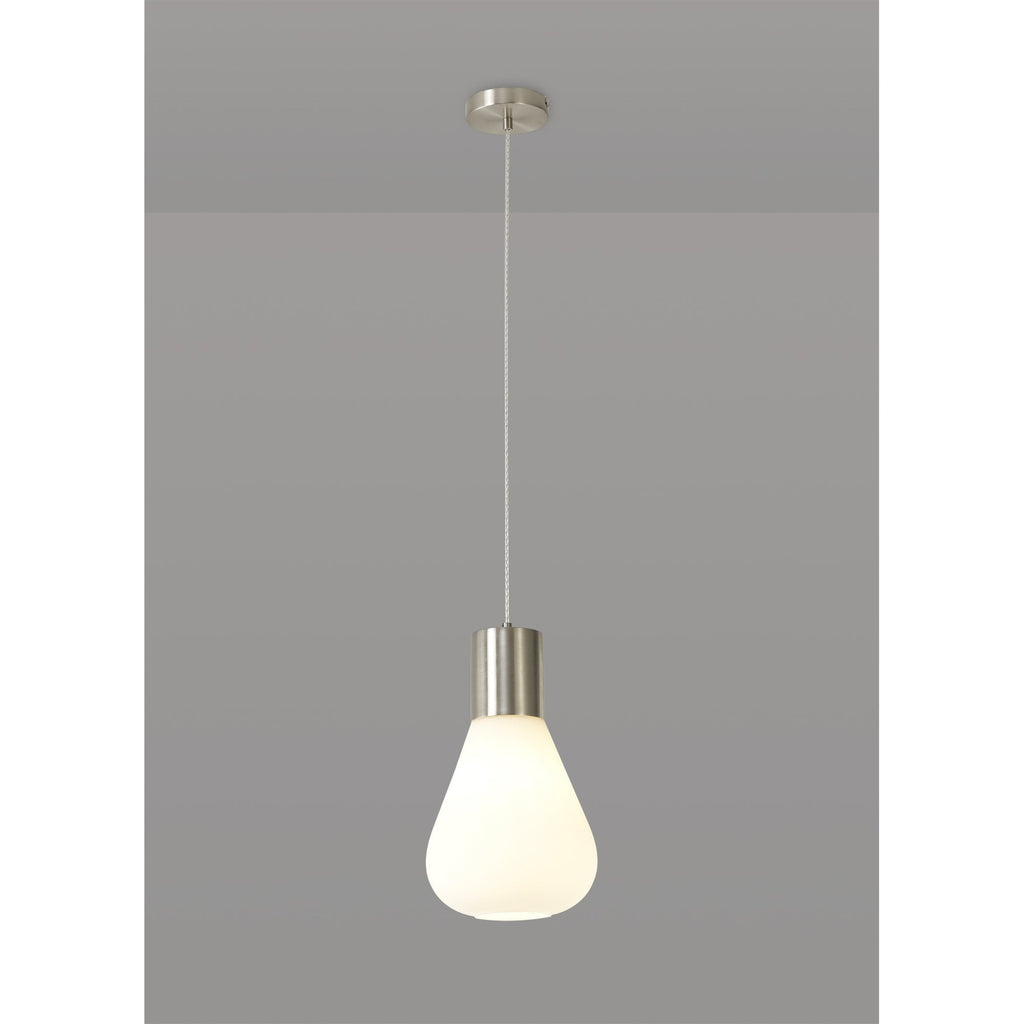 NL84639 Olivia Narrow Pendant Satin Nickel/Opal Glass & Clear Twisted Cable