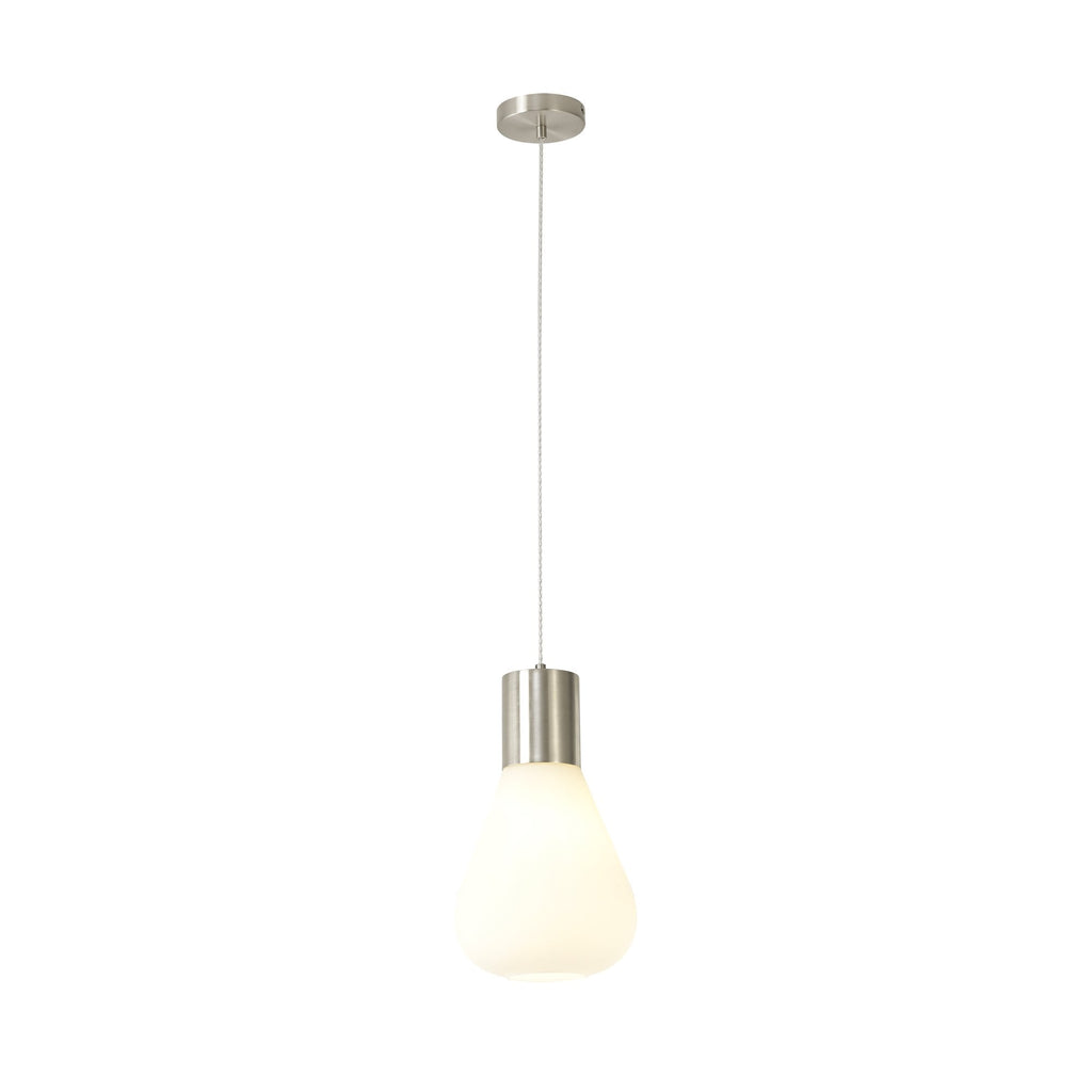 NL84639 Olivia Narrow Pendant Satin Nickel/Opal Glass & Clear Twisted Cable