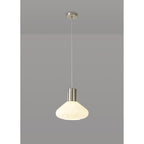 NL84649 Olivia Wide Pendant Satin Nickel/Opal Glass & Clear Twisted Cable