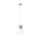 NL84649 Olivia Wide Pendant Satin Nickel/Opal Glass & Clear Twisted Cable