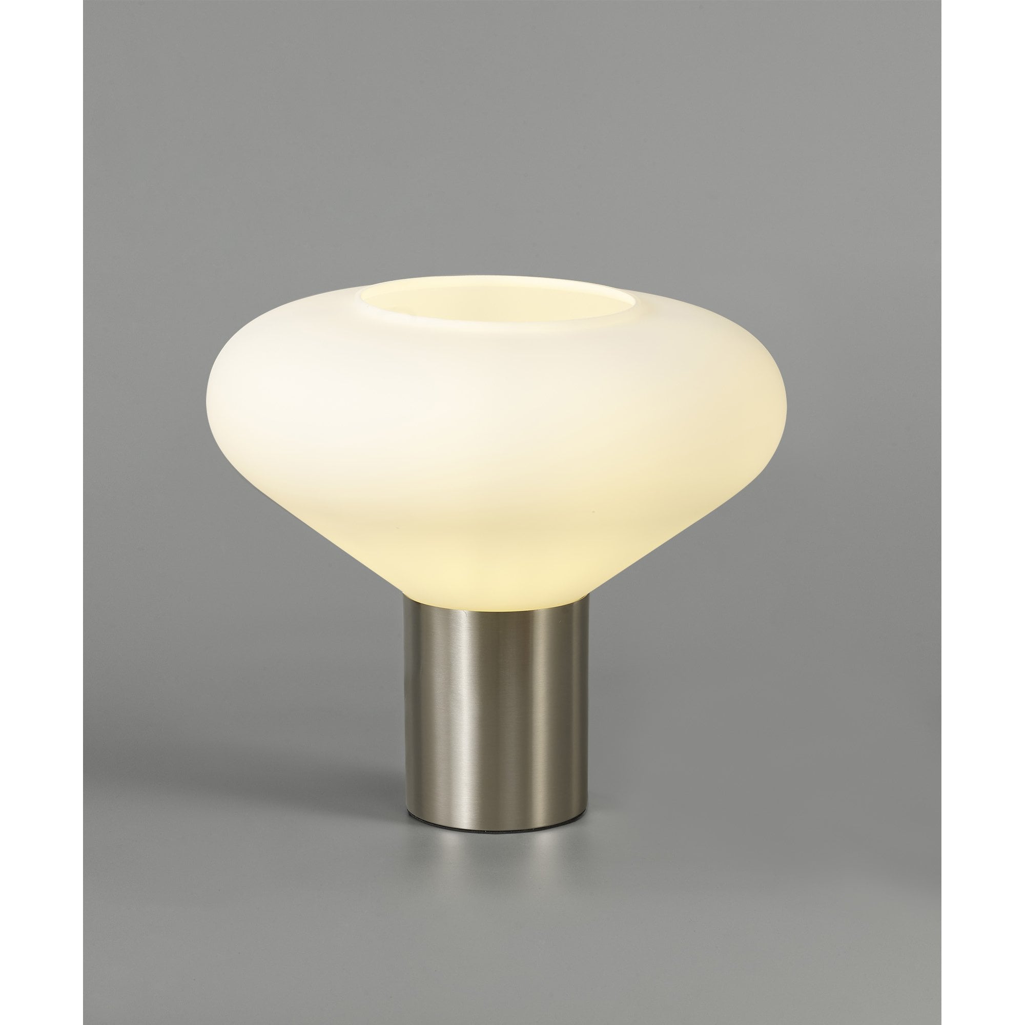 NL84669 Olivia Wide Table Lamp Satin Nickel/Opal Glass