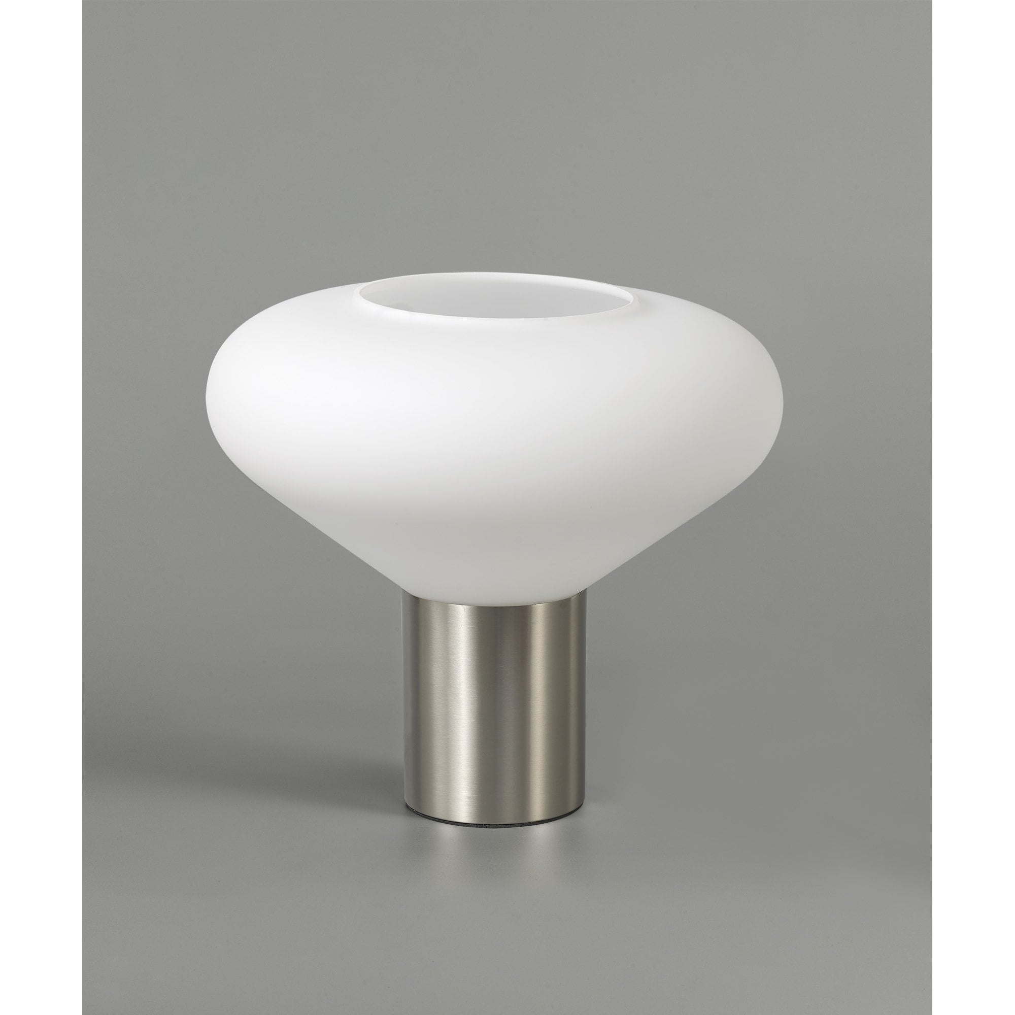 NL84669 Olivia Wide Table Lamp Satin Nickel/Opal Glass