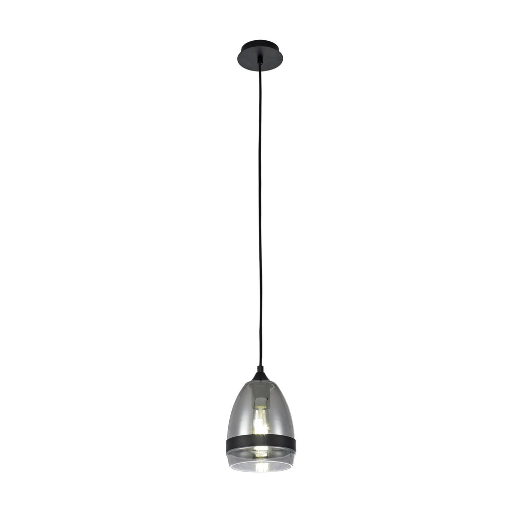 NL84849 Kane Pendant 15cm Cone Matt Black & Smoke