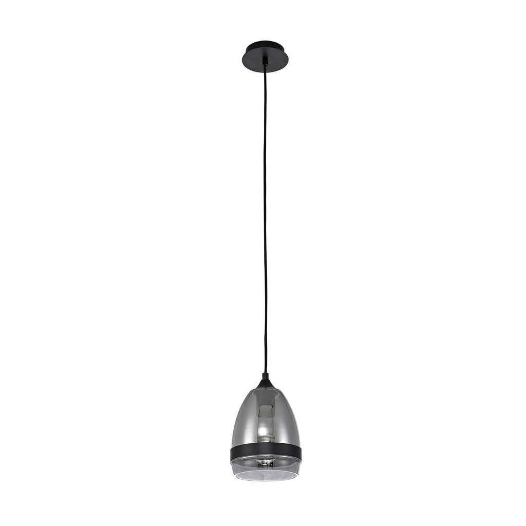 NL84849 Kane Pendant 15cm Cone Matt Black & Smoke