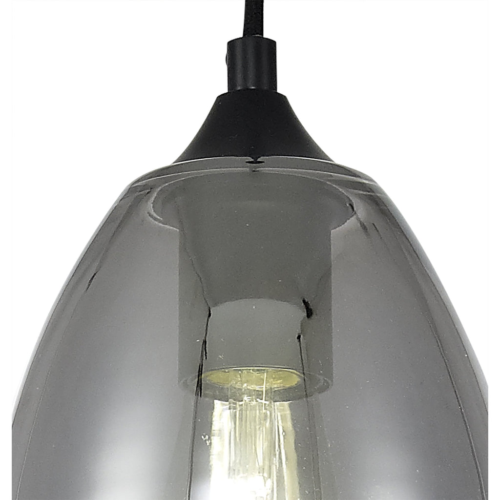 NL84849 Kane Pendant 15cm Cone Matt Black & Smoke