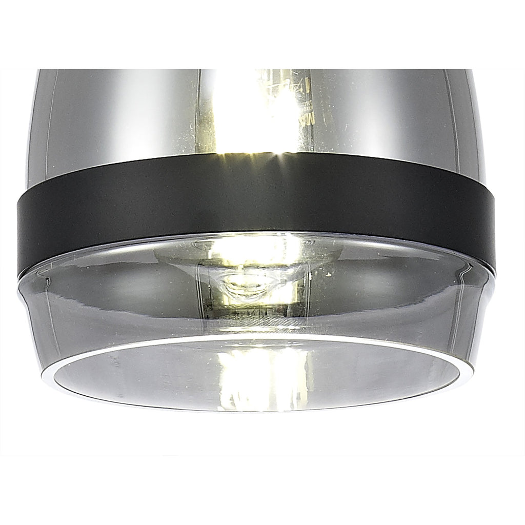 NL84849 Kane Pendant 15cm Cone Matt Black & Smoke