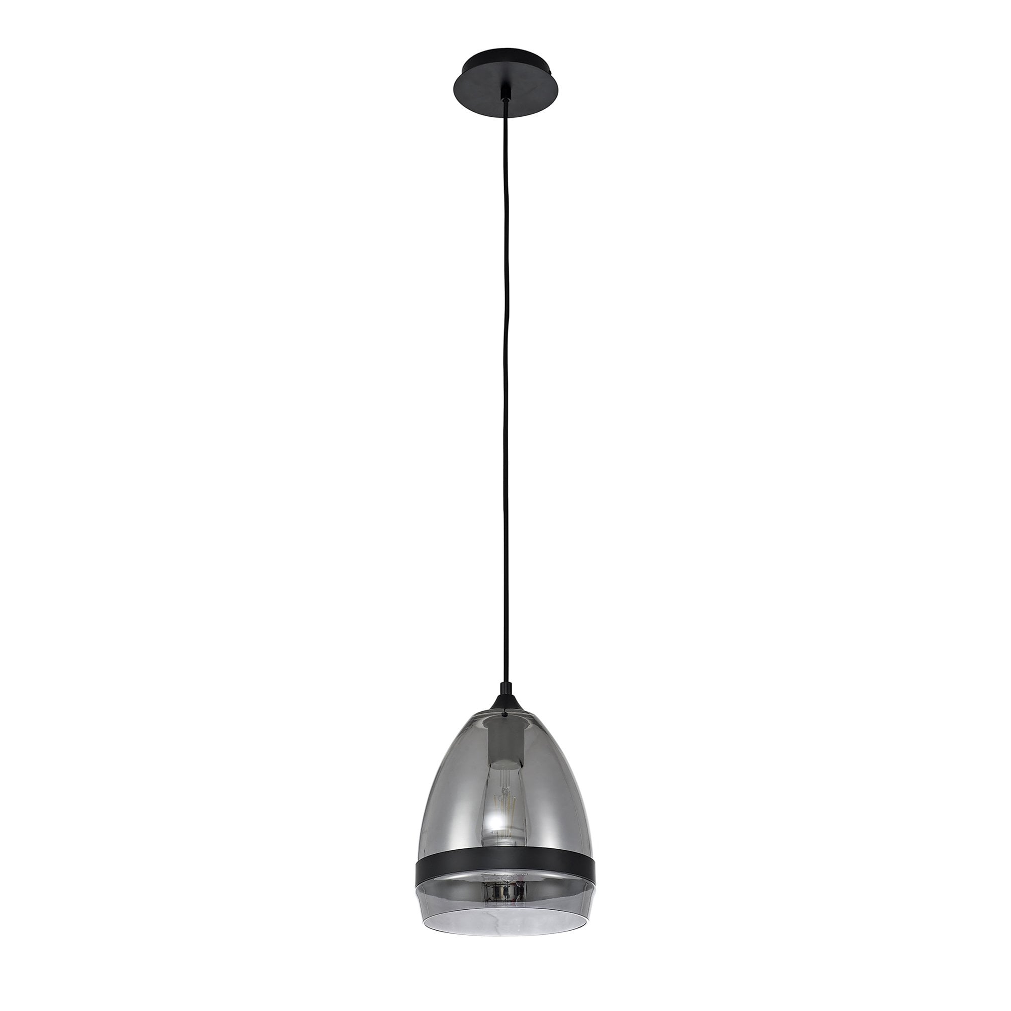 NL84859 Kane Pendant 20cm Cone Matt Black & Smoke