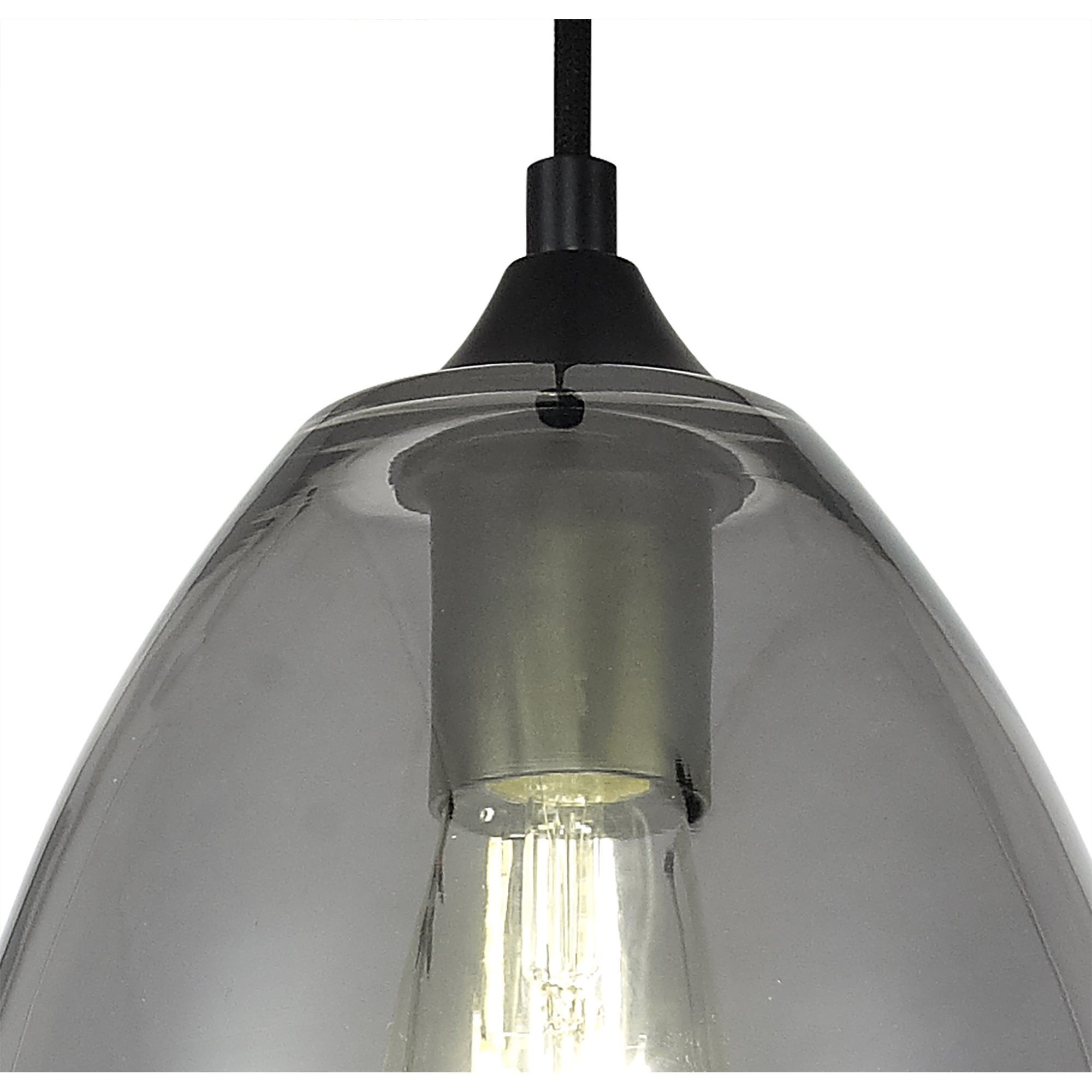 NL84859 Kane Pendant 20cm Cone Matt Black & Smoke