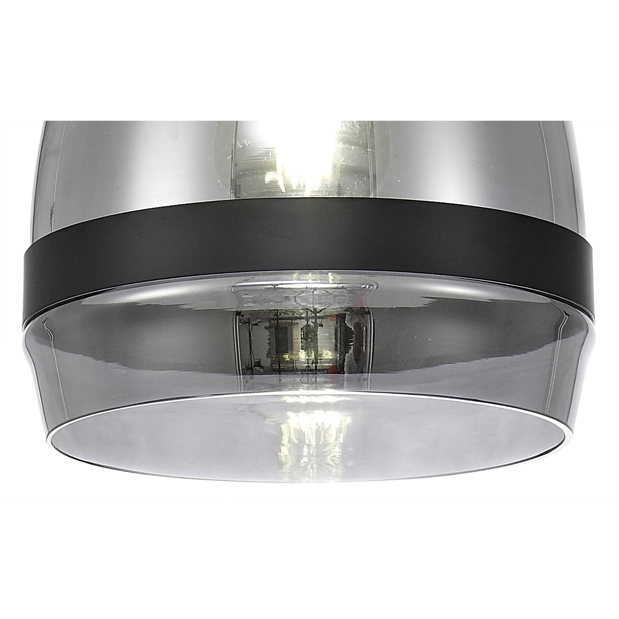NL84859 Kane Pendant 20cm Cone Matt Black & Smoke