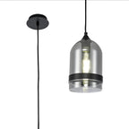 NL84869 Kane Pendant 15cm Dome Matt Black & Smoke