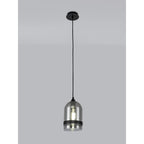 NL84869 Kane Pendant 15cm Dome Matt Black & Smoke