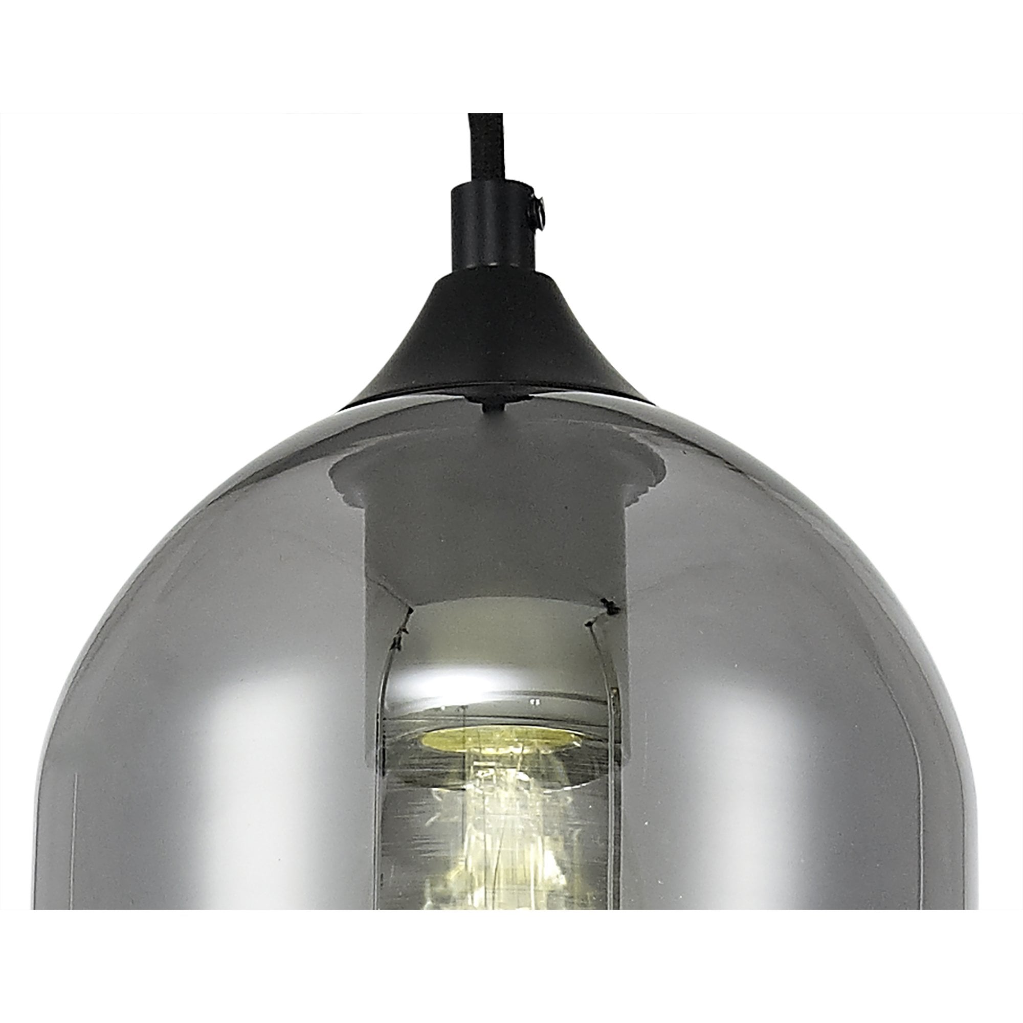 NL84869 Kane Pendant 15cm Dome Matt Black & Smoke