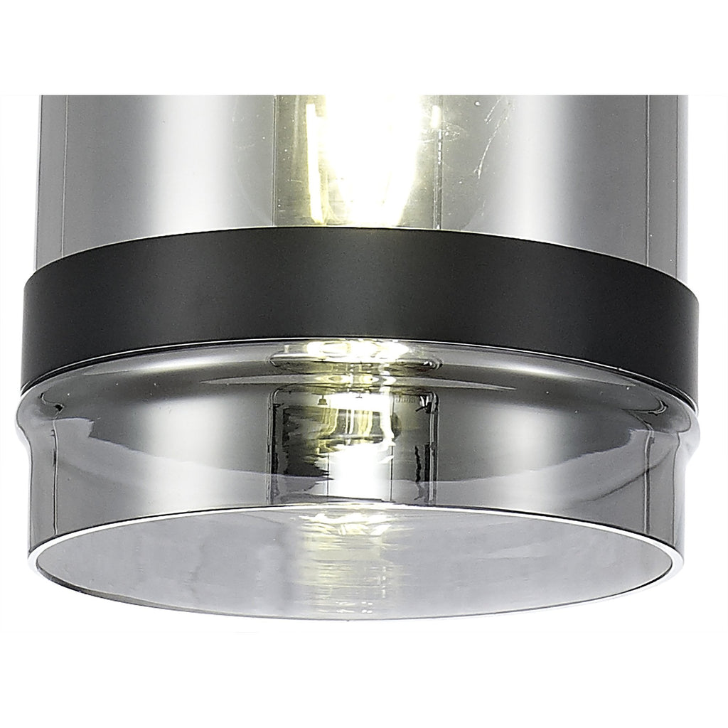 NL84869 Kane Pendant 15cm Dome Matt Black & Smoke