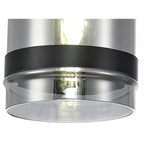 NL84869 Kane Pendant 15cm Dome Matt Black & Smoke
