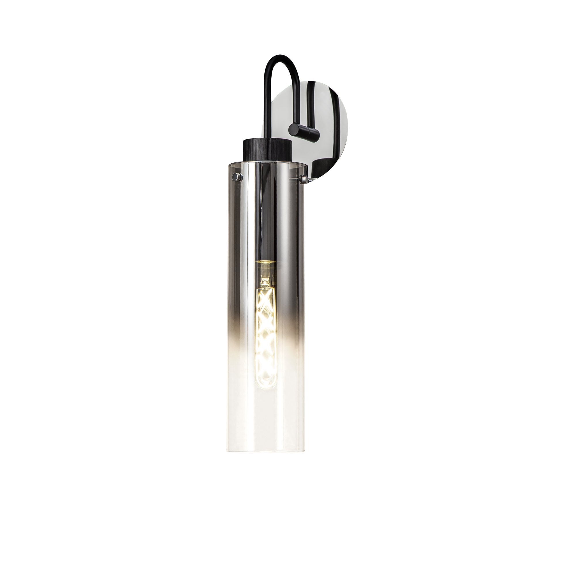 NL84879 Tokyo Slim Single Switched Wall Lamp Black/Smoke Fade Glass
