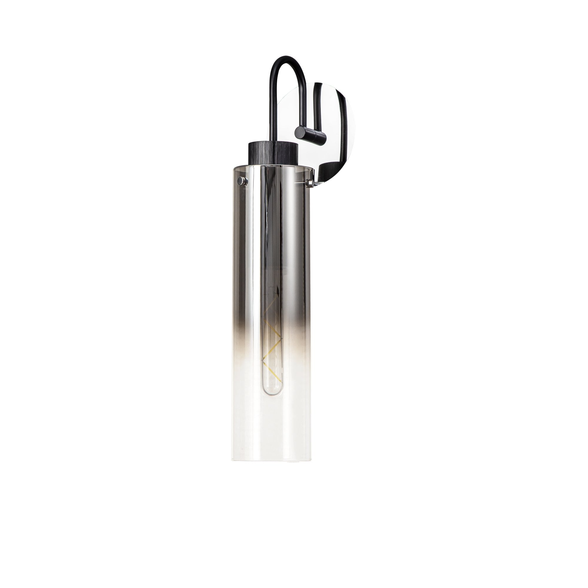 NL84879 Tokyo Slim Single Switched Wall Lamp Black/Smoke Fade Glass