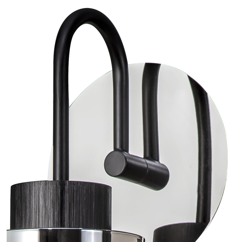 NL84879 Tokyo Slim Single Switched Wall Lamp Black/Smoke Fade Glass
