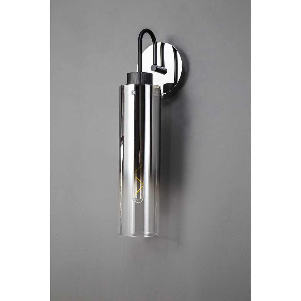 NL84879 Tokyo Slim Single Switched Wall Lamp Black/Smoke Fade Glass