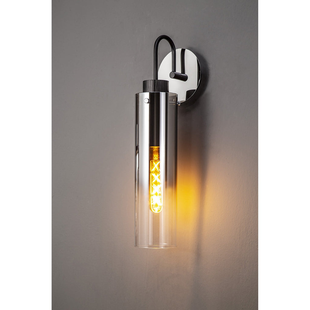 NL84879 Tokyo Slim Single Switched Wall Lamp Black/Smoke Fade Glass