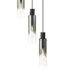 NL84909 Blade Slim Round Pendant 5 Light Adjustable Black/Smoke Fade Glass