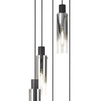 NL84909 Blade Slim Round Pendant 5 Light Adjustable Black/Smoke Fade Glass