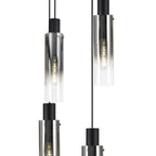 NL84919 Tokyo Slim Round Pendant 9 Light Adjustable Black/Smoke Fade Glass