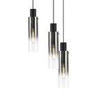 NL84919 Tokyo Slim Round Pendant 9 Light Adjustable Black/Smoke Fade Glass