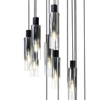 NL84929 Tokyo Slim Round Pendant 15 Light Adjustable Black/Smoke Fade Glass