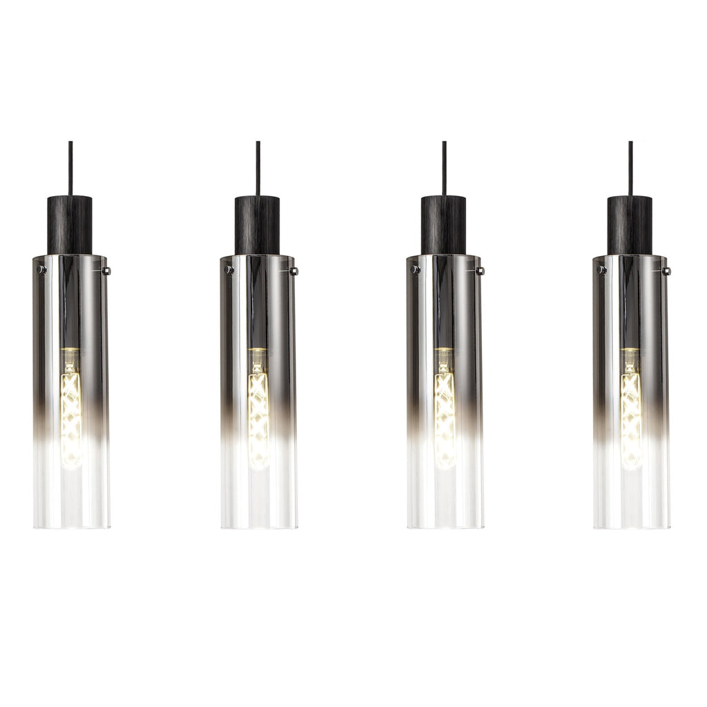 NL84949 Tokyo Slim Linear Pendant 4 Light Adjustable Black/Smoke Fade Glass