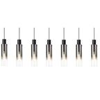 NL84969 Tokyo Slim Linear Pendant 7 Light Adjustable Black/Smoke Fade Glass