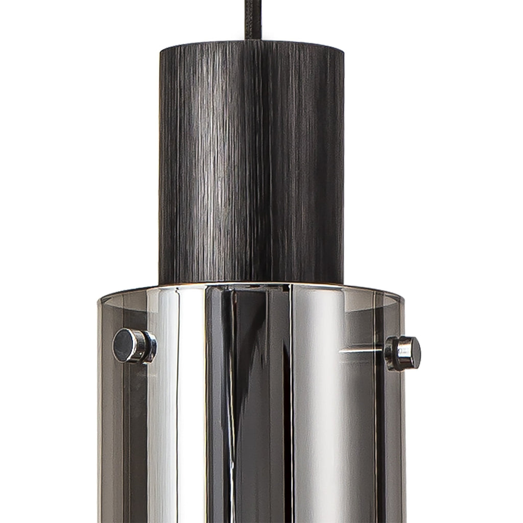 NL84969 Tokyo Slim Linear Pendant 7 Light Adjustable Black/Smoke Fade Glass