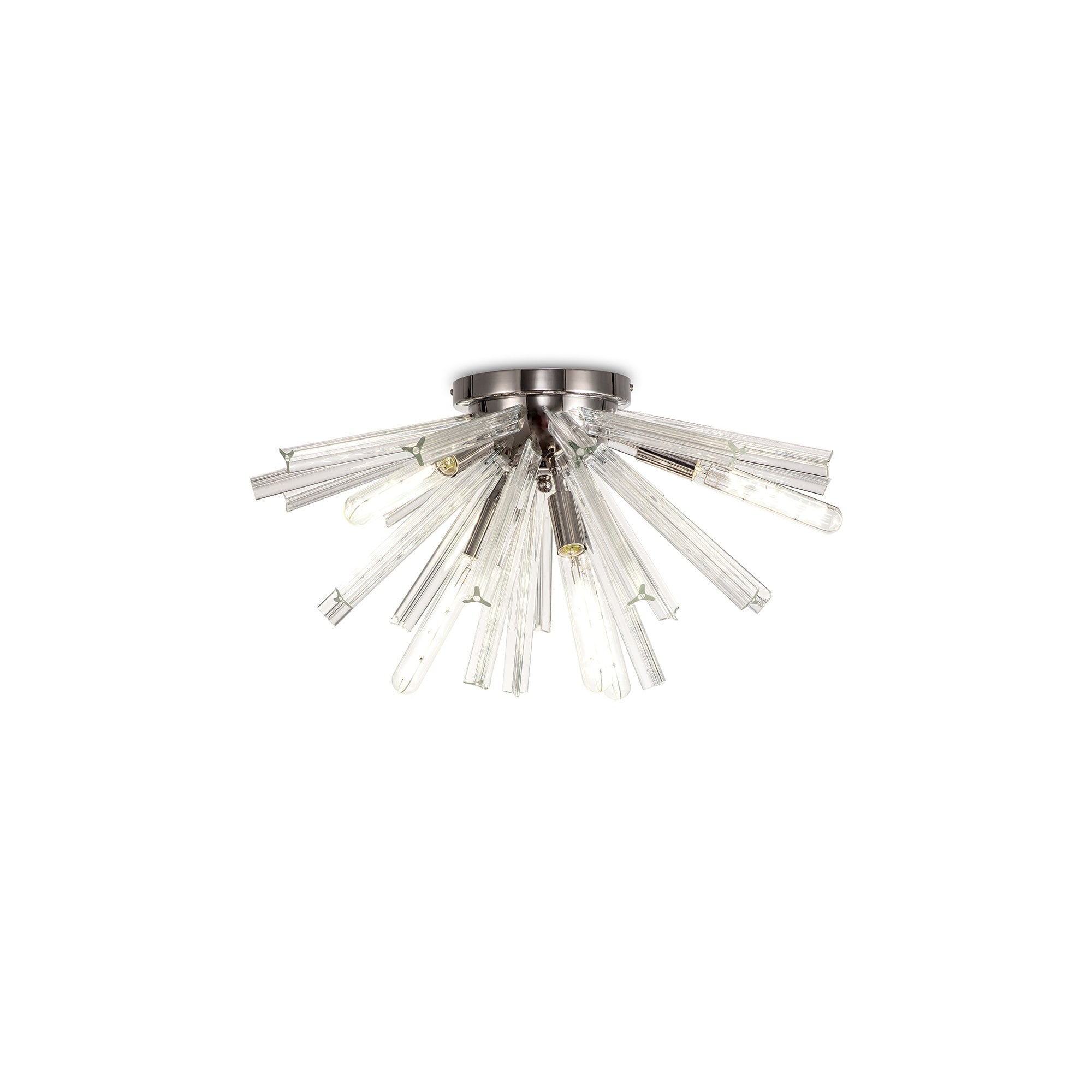 NL84979 Clover 6 Light Semi Flush Polished Nickel / Clear Glass