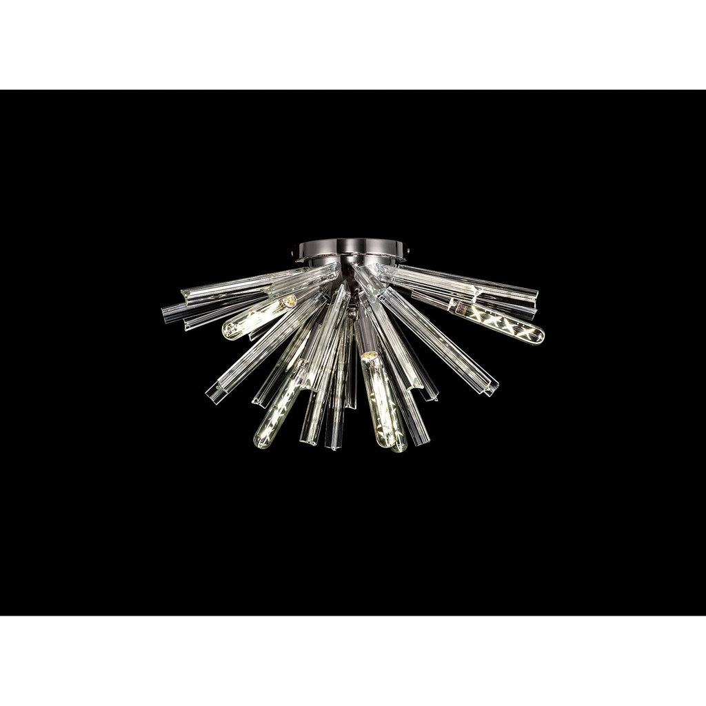 NL84979 Clover 6 Light Semi Flush Polished Nickel / Clear Glass